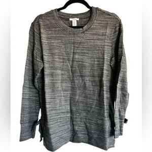 NWT - Women’s Long Sleeve Heather Black Tunic Bow Accent on Side Slits - Size S